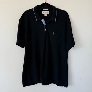 Original Penguin Men’s Black & Baby Blue Hertiage Slim Fit Classic Polo XL